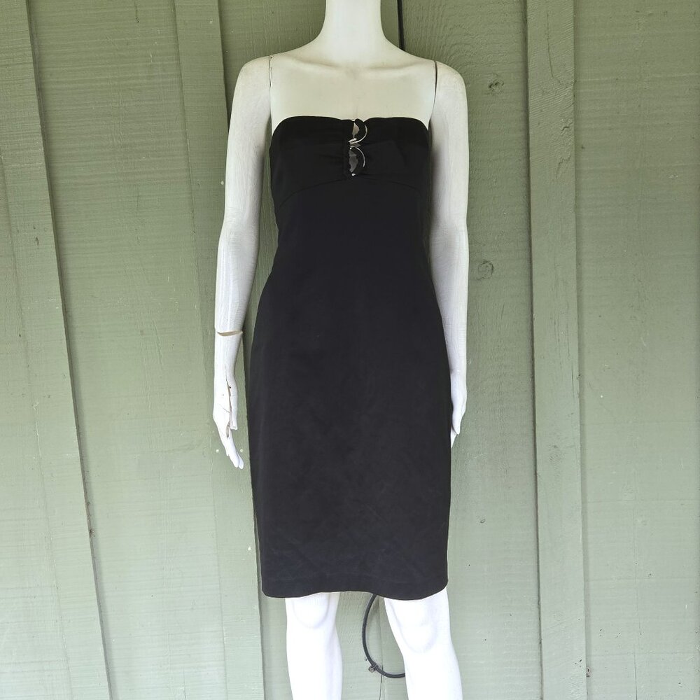 LAUNDRY Shelli Segal Black Satin Strapless Dress 4